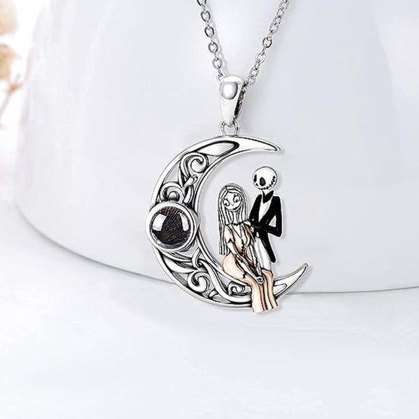 Nightmare Necklace Gifts Sterling Silver Jack Infinity Heart Pendant Necklace Skull Jewelry for Women