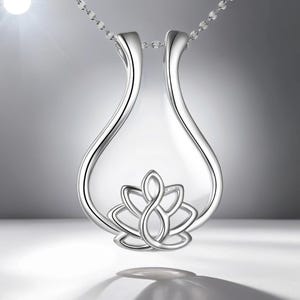 Ring Holder Necklace Rhombus Lotus Flower Pendant Necklace Jewelry Gift