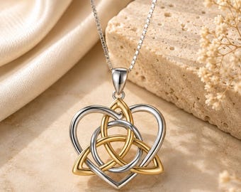 Celtic Knot Necklace for Women, 925 Sterling Silver Irish Love Knot Pendant, Eternity Necklace, Celtic Jewelry, Gift for Her