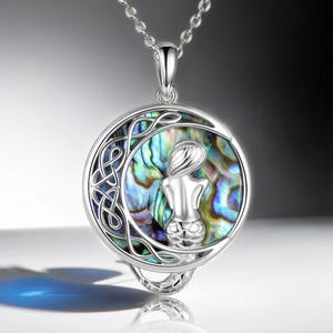 Mermaid Abalone Shell Necklace, Ocean-Inspired Pendant, Silver Mermaid Jewelry, Handmade Statement Necklace, Unique Gift for Her