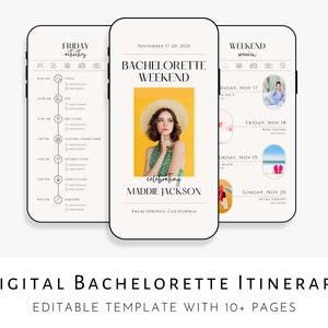 Digital Bachelorette Itinerary Template, Bachelorette Party Itinerary, Bachelorette Weekend Itinerary Template, Editable Template Download