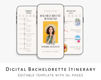 Digital Bachelorette Itinerary Template, Bachelorette Party Itinerary, Bachelorette Weekend Itinerary Template, Editable Template Download
