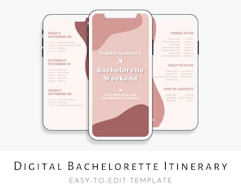 Digital Bachelorette Invitation Template, Bachelorette Itinerary Weekend Planner, Retro Bachelorette Party, Editable Template Download