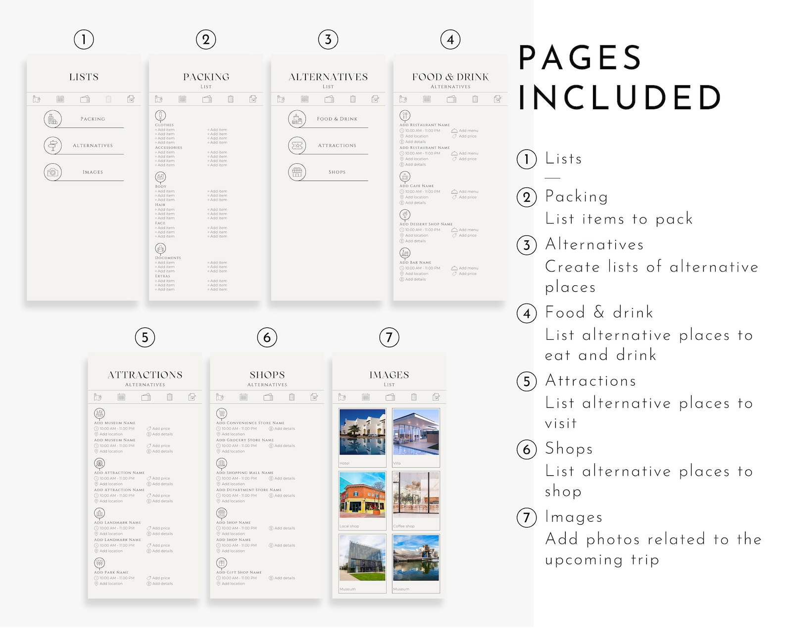 Digital Travel Itinerary Template Trip Itinerary Digital Etsy