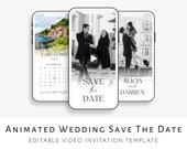 Digital Save The Date Template, Minimalist Wedding Save The Date Calendar, Photo Save The Date Video Invitation, Editable Template Download
