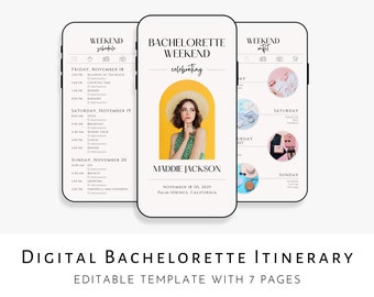Digital Bachelorette Itinerary Template, Bachelorette Party Itinerary Template, Bachelorette Weekend Planner, Editable Template Download