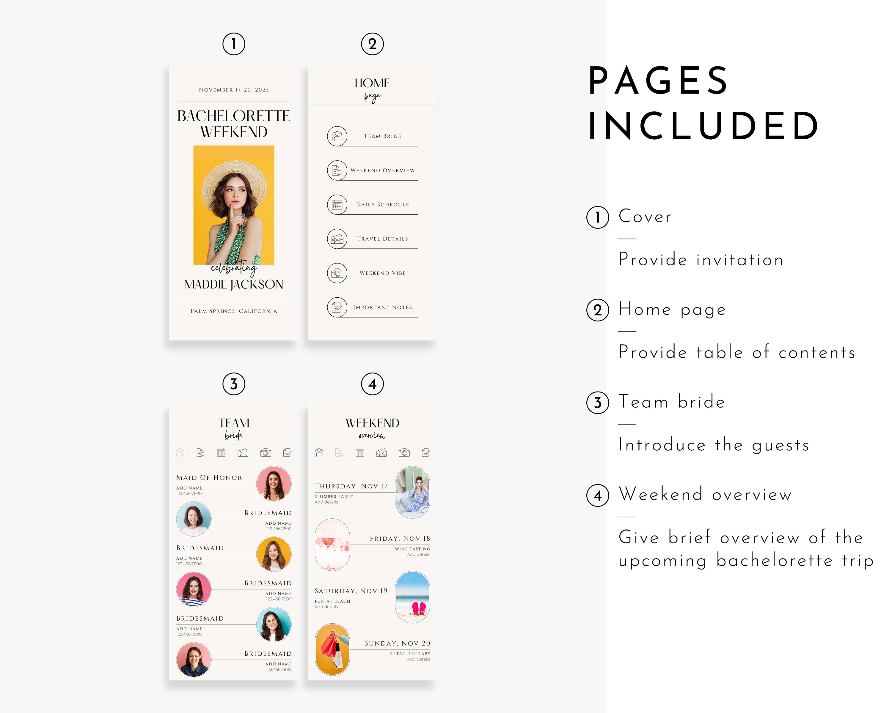 Digital Bachelorette Itinerary Template, Bachelorette Party Itinerary ...