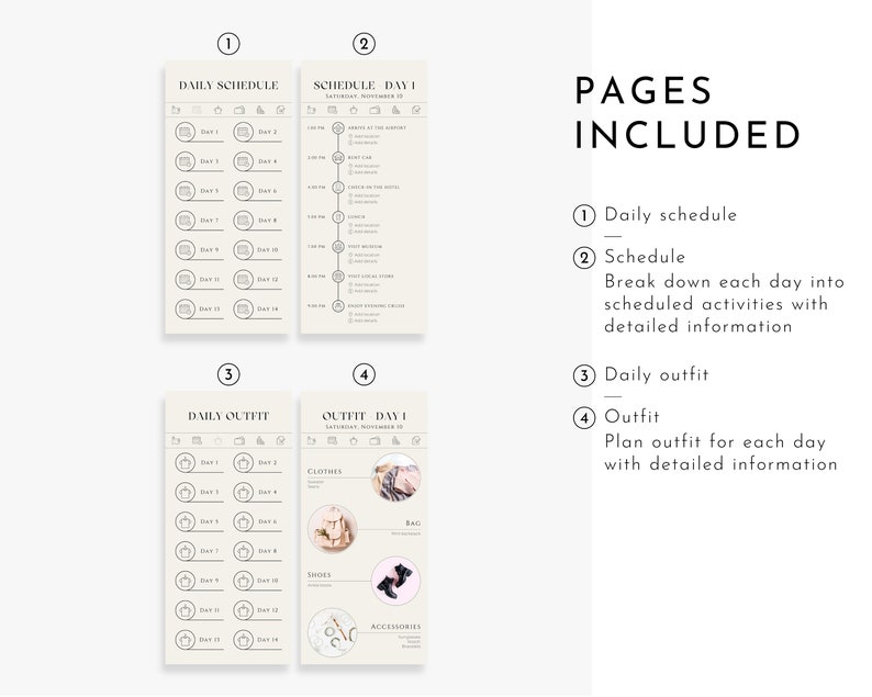 Digital Travel Itinerary Template Vacation Planner Template Etsy