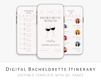 Digital Bachelorette Itinerary Template, Bachelorette Weekend Planner Template, Bachelorette Party Itinerary, Editable Template Download
