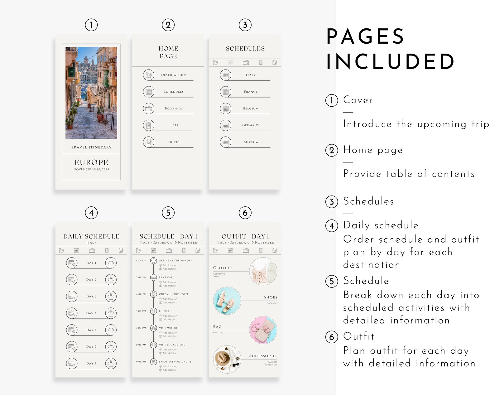 Digital Travel Itinerary Template Trip Itinerary Digital Etsy