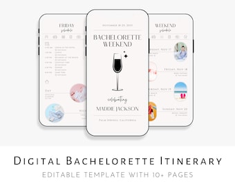 Digital Bachelorette Itinerary Template, Bachelorette Party Itinerary, Bachelorette Weekend Planner Template, Editable Invitation Template