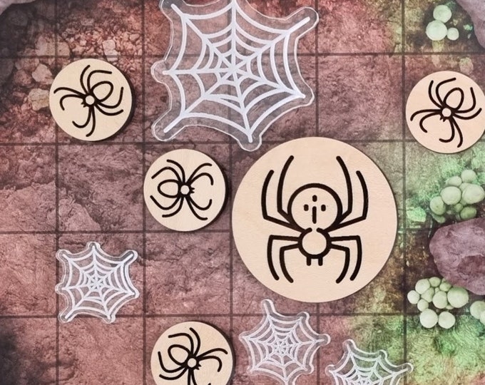 Monster Tokens - Spider Tokens - Web Markers - Dungeons and Dragons Tokens / Dungeon Master Tokens / DND Accessories