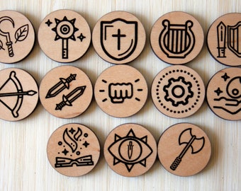 D&D Character Class Tokens - Dungeons and Dragons Tokens / Dungeon Master Tokens / DND Accessories