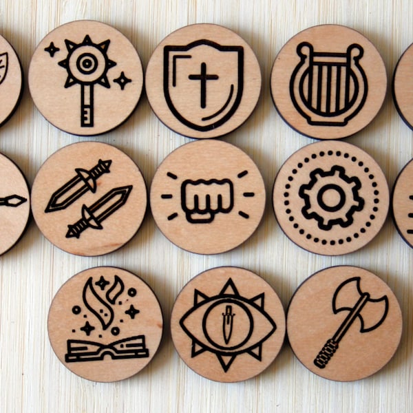 D&D Character Class Tokens - Dungeons and Dragons Tokens / Dungeon Master Tokens / DND Accessories