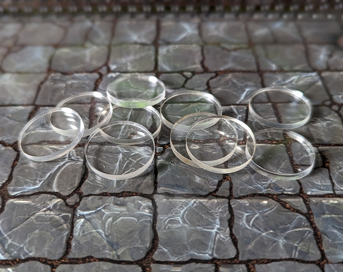 Clear Acrylic Bases / Dry Erase Tokens - Dungeons and Dragons Tokens / Dungeon Master Tokens / DND Accessories