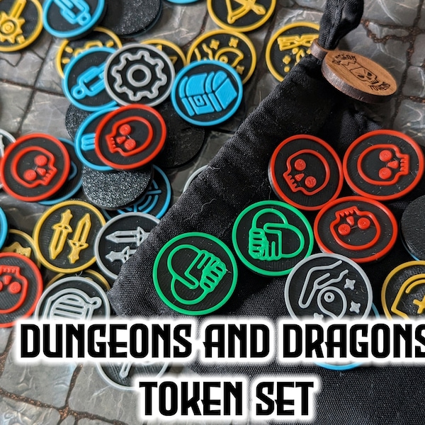 Dungeons and Dragons Tokens / DND Token Set - Monsters, Classes, NPCs, Allies - 3D Printed