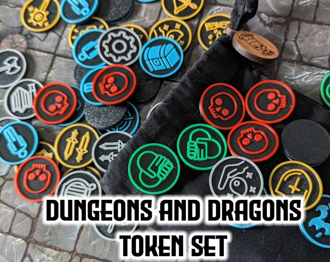 Dungeons and Dragons Tokens / DND Token Set - Monsters, Classes, NPCs, Allies - 3D Printed