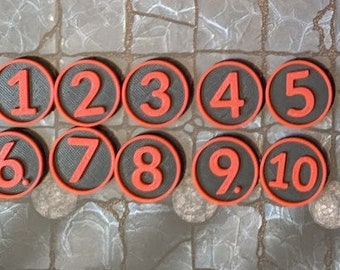 Numbered Tokens (1-10) - Dungeons and Dragons Tokens / Game Tokens / Dungeon Master Tokens / DND Game Accessories