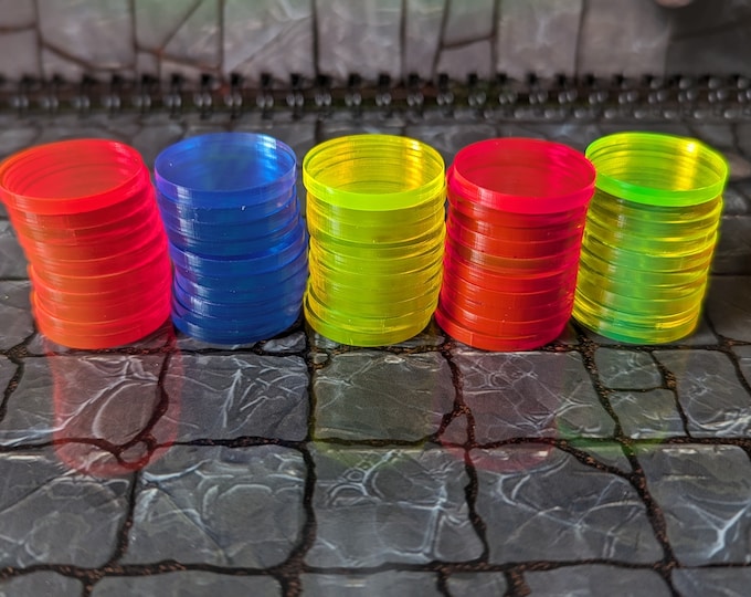 Fluorescent Dry Erase Tokens - Dungeons and Dragons Tokens / Dungeon Master Tokens / DND Accessories