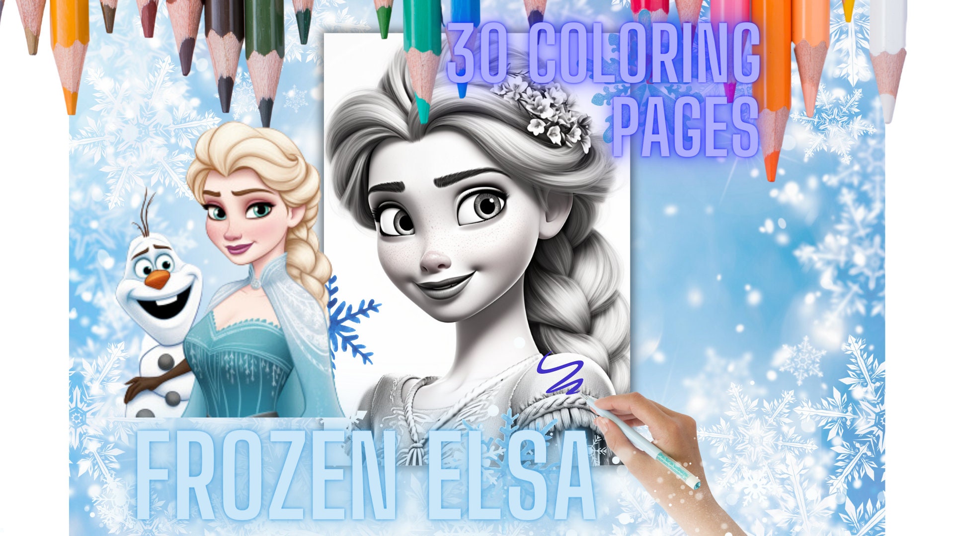 21 Frozen Coloring Pages, Frozen Elsa Coloring Book, Birthday Party Favor  Activity, Printable Frozen Coloring Book, Best Gift for Girls 