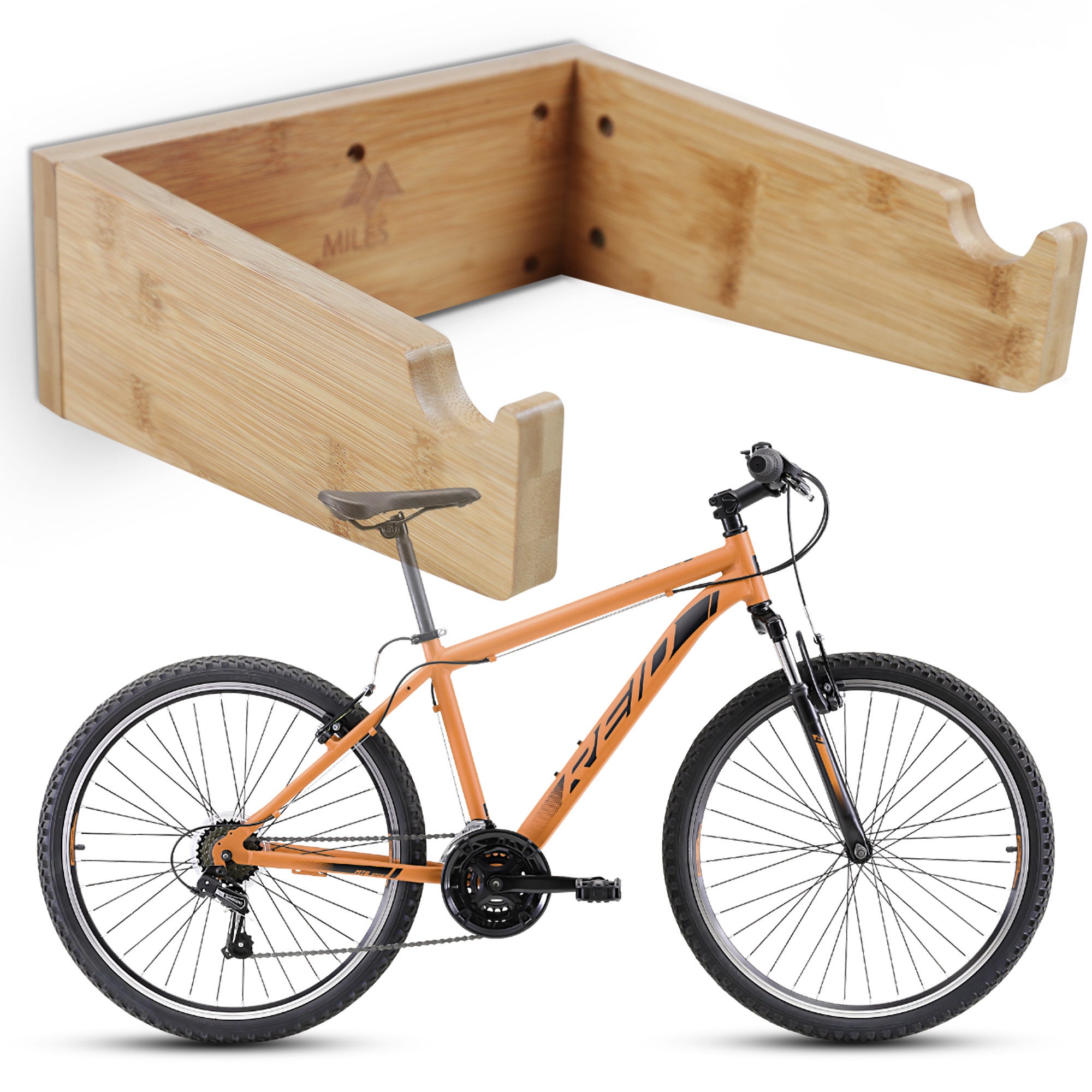 Bamboo Road Bike Wall Mount With Shelf Durable Elegant Etsy