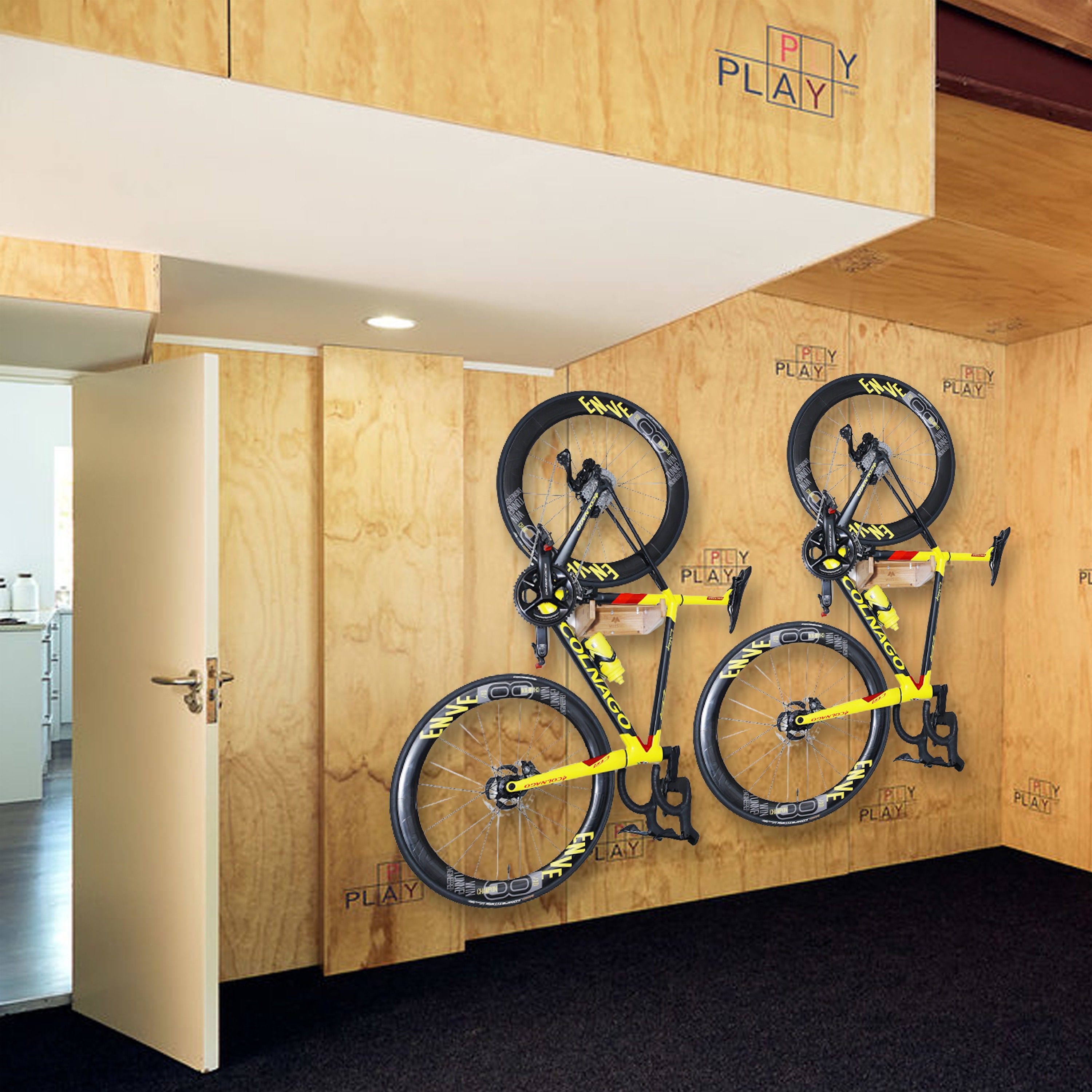 Soporte de pared para bicicleta - COR Portabicicletas de interior | Estante  de bambú para bicicleta con estante extraíble