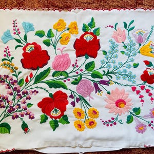 Hand embroidered authentic vintage Hungarian handmade pillowcase  made in Kalocsa