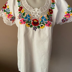 Handmade Hungarian Kalocsa Embroidered Blouse – Traditional Wedding Outfit. Unique Hungarian Folk Art Blouse – Colorful Kalocsa Embroidery