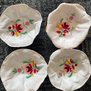 Hungarian embroidery, 4 bowls, folk art  bowl, gift for her, housewarming gift,