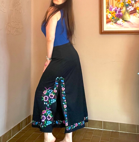Traditional Hungarian Handmade Black Embroidery Skirt. Black Traditional Hungarian Handmade Black Embroidery Skirt. Black
