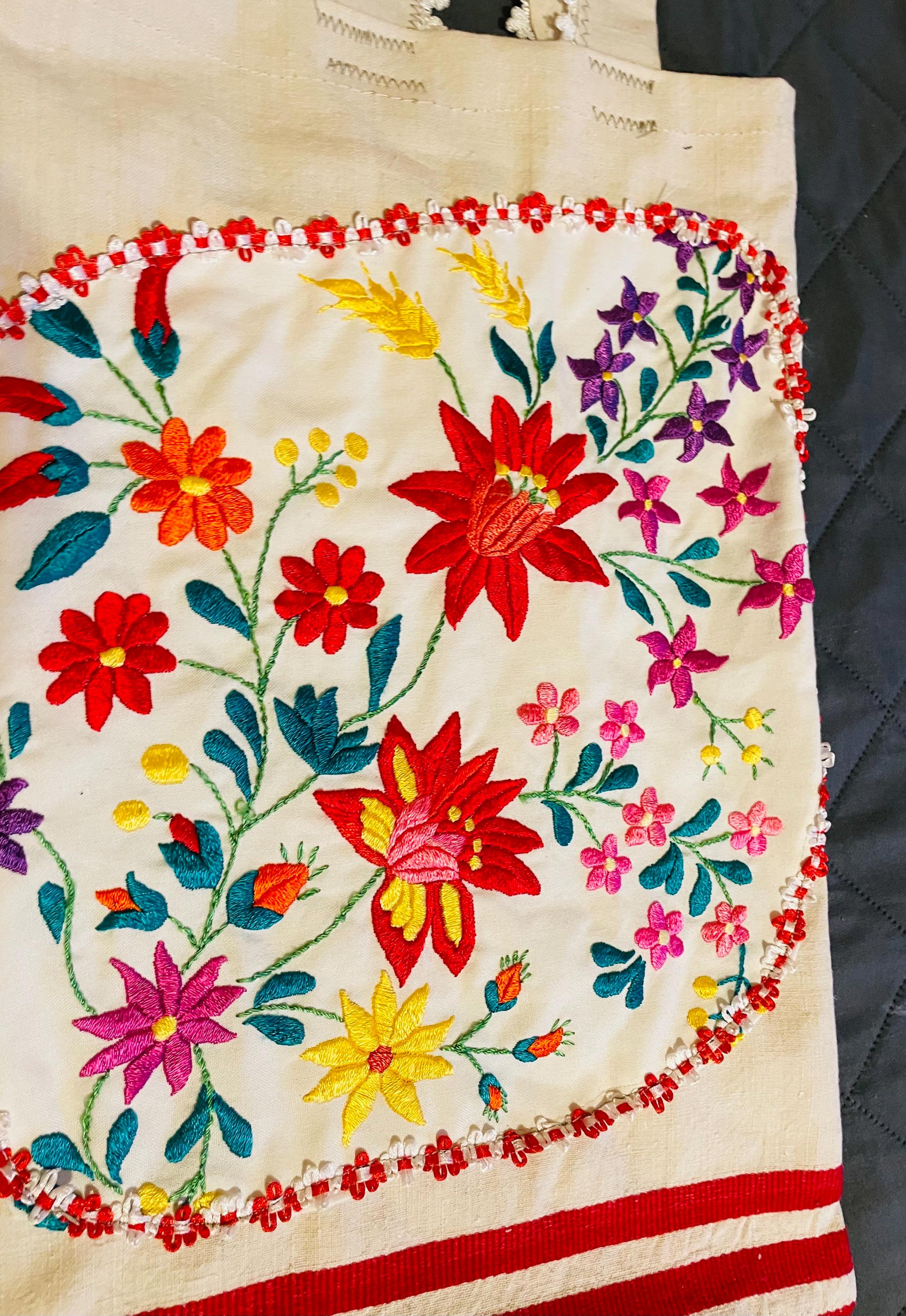 カロチャ刺繍 リメイク フラットトートバッグ ハンガリー ヴィンテージ