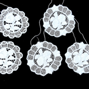 White Hand embroidered doily. White HUNGARIAN lace with Kalocsa pattern home decor. Living room dining table top. Unique farmhouse decor.