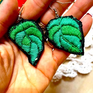 Hungarian Floral Embroidered Earrings: Handmade Vintage Jewelry