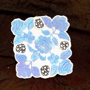 Blue and white Hungarian coaster Hand embroidered floral centerpiece Authentic floral Hungarian lace home decor