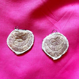 Hungarian Embroidered Floral Earrings: Handmade Vintage Jewelry