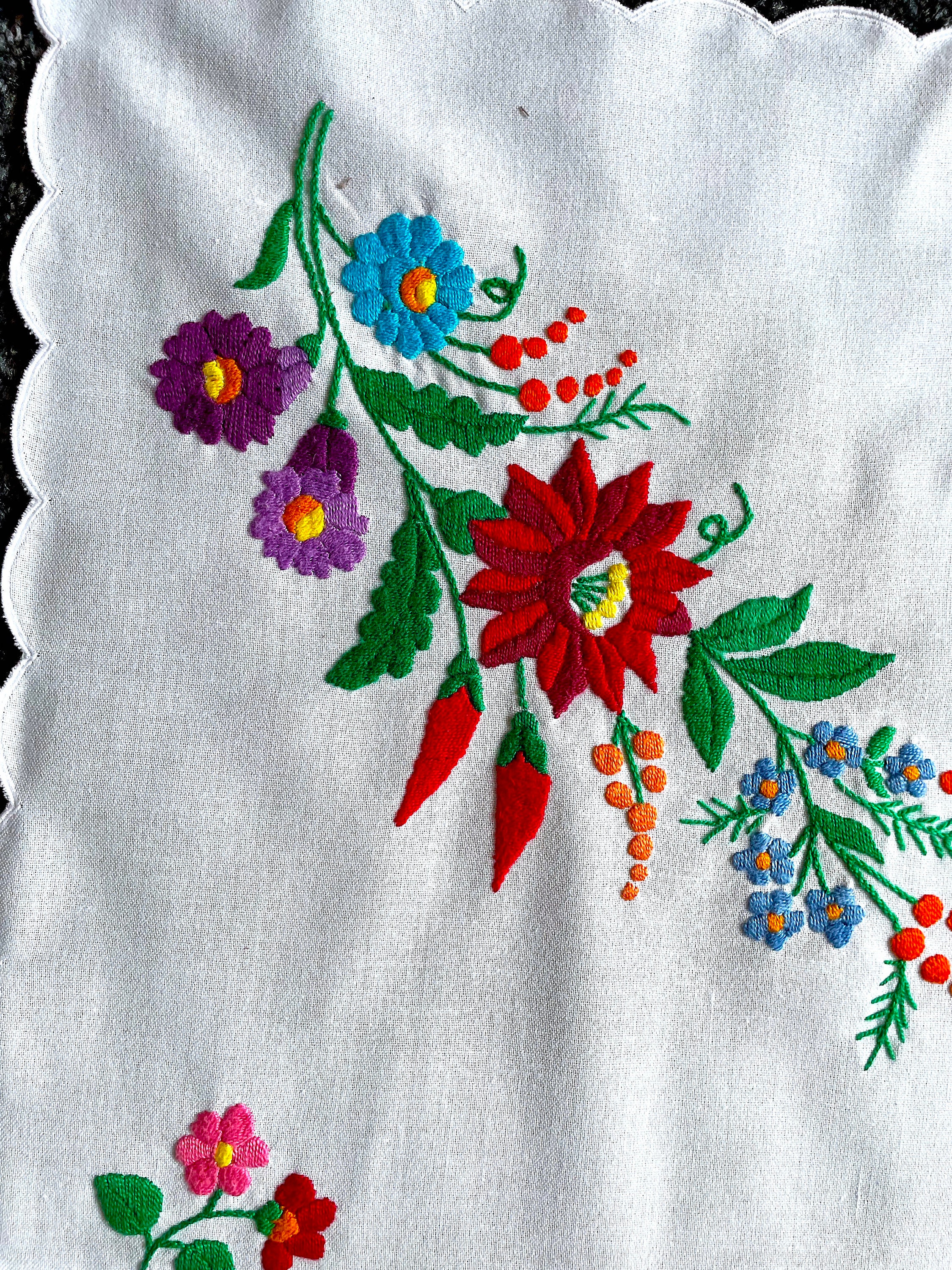 刺繍の国ハンガリーの可愛いお花のテーブルクロス150×156cm ge