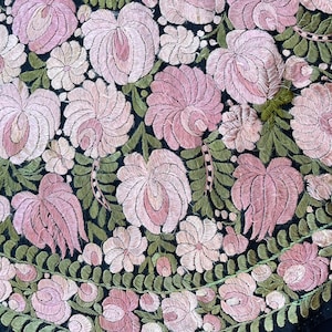 Traditional Hungarian embroidery tablecloth. Antique folk embroidery. Matyo folk art.