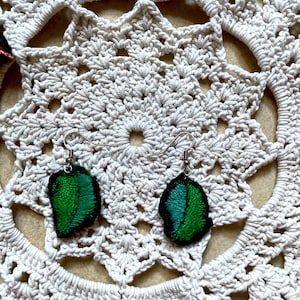 Hungarian Floral Embroidered Earrings: Handmade Vintage Jewelry