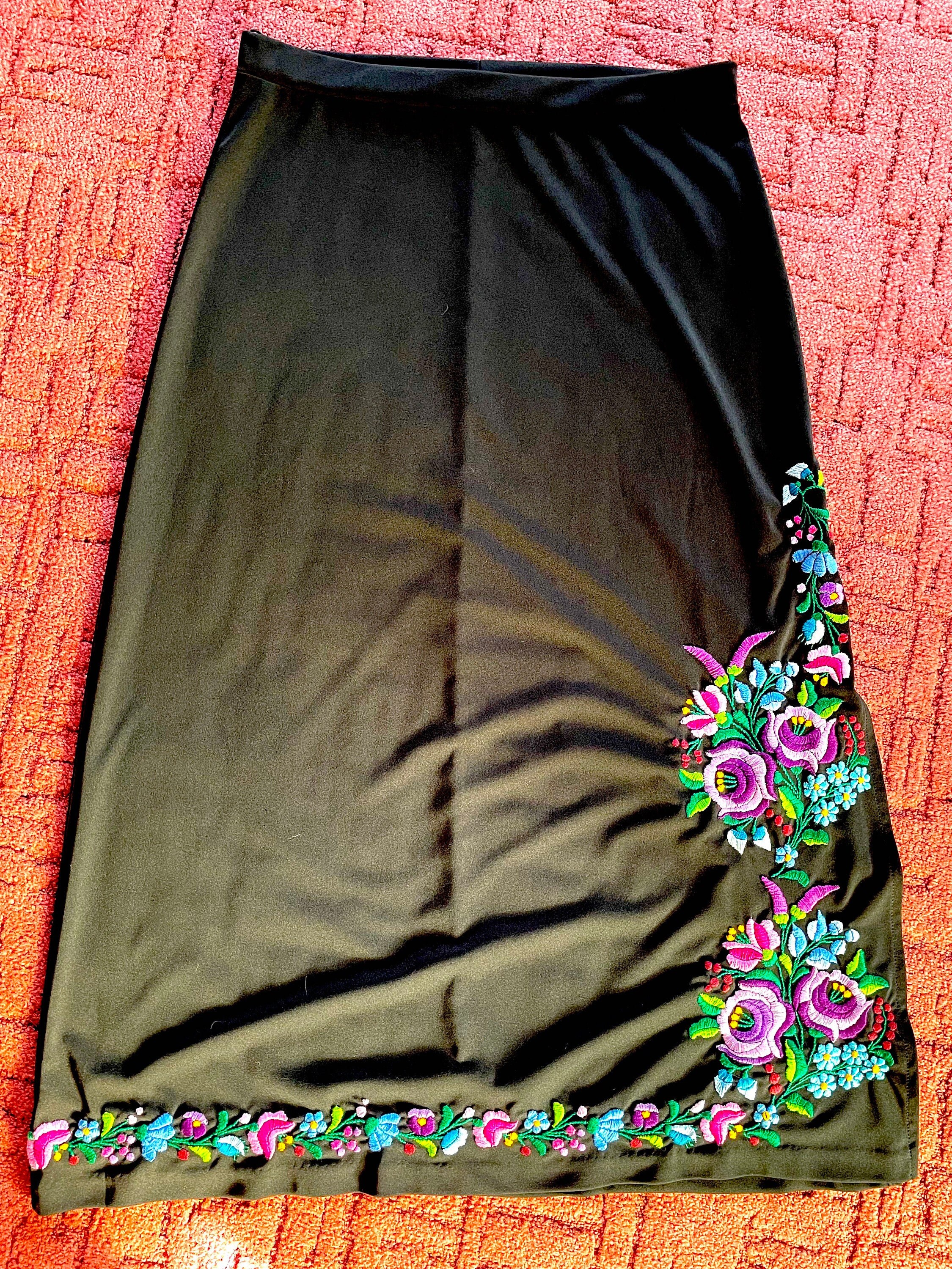 Traditional Hungarian Handmade Black Embroidery Skirt. Black Traditional Hungarian Handmade Black Embroidery Skirt. Black
