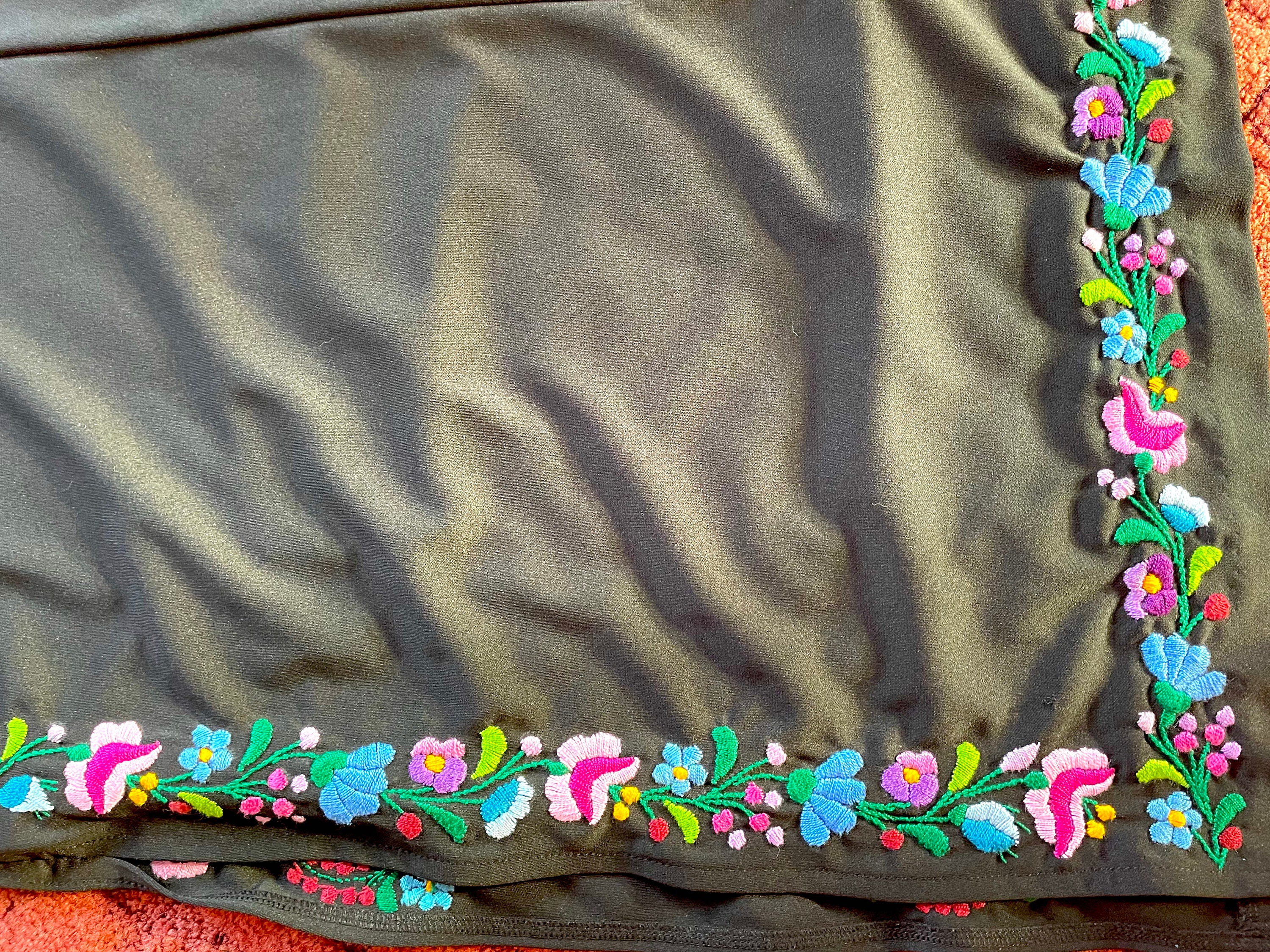 Traditional Hungarian Handmade Black Embroidery Skirt. Black Traditional Hungarian Handmade Black Embroidery Skirt. Black
