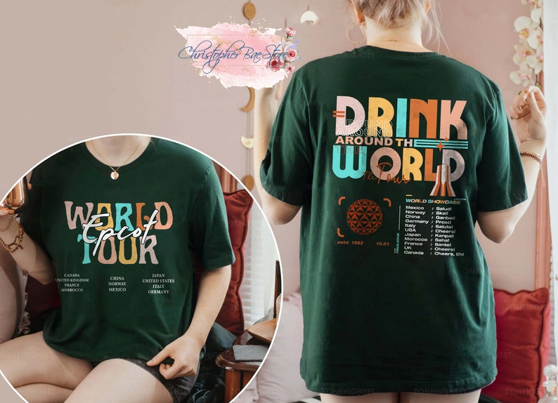 Retro Epcot Drink Around the World Tour Shirt Vintage Epcot Etsy