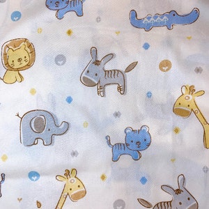 Baby Animals (blue) by the YARD, 100% Cotton Fabric