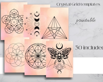30 modelli di griglia di cristallo stampabili / Geometria Sacra, Astrologia, Guarigione con cristalli, Rituale di manifestazione, Magia, / DOWNLOAD IMMEDIATO digitale