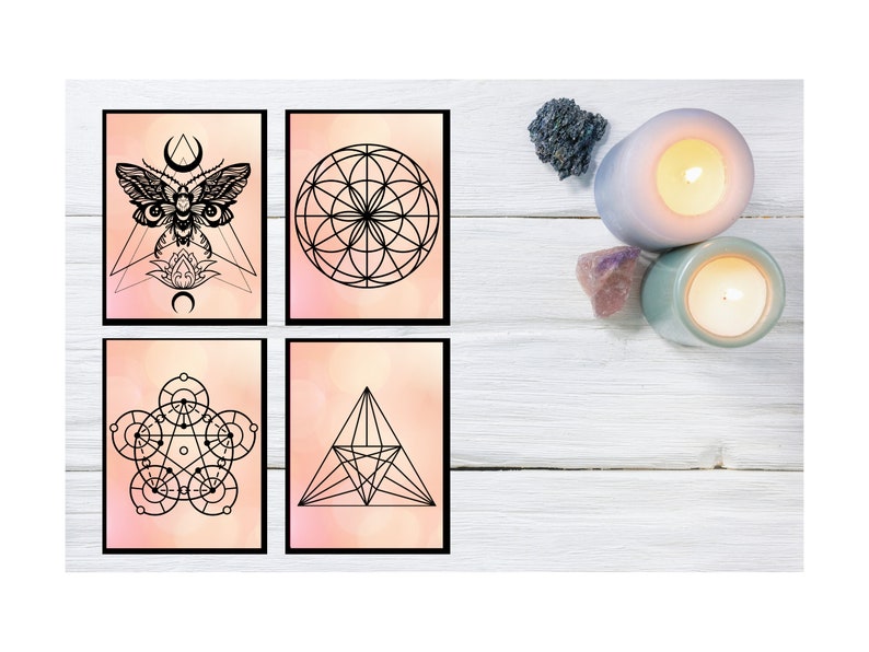 30 Printable Crystal Grid Templates | Sacred Geometry, Astrology, Crystal Healing, Manifestation ...