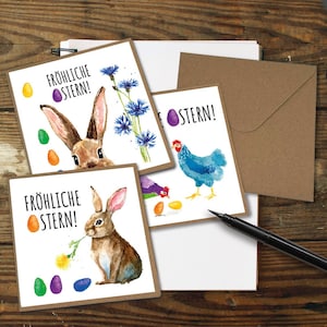 Oster-Bundle I 3 verschiedene Osterkarten I Klappkarten mit Umschlag I Fröhlich und bunt I Post I Geschenk I Frohe Ostern