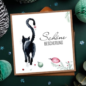 Christmas card cat I Christmas gift cat mom I Card with envelope I Christmas card watercolor
