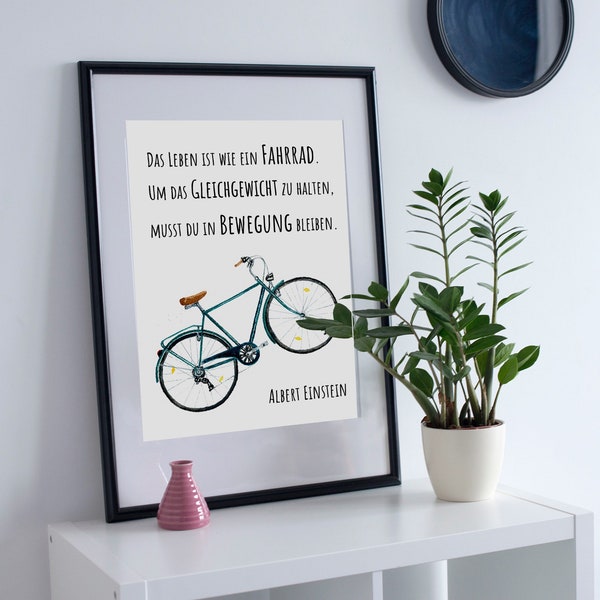 Poster Fahrrad mit Lebensweisheit I Küchenkunst I Geschenk für Fahrradliebhaber