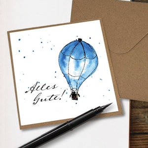 Geburtstagskarte I Klappkarte mit Umschlag I Alles Gute I Geburtstagspost I Grußkarte I Ballon