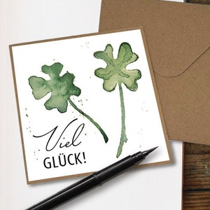 Glückwunschkarte I Klappkarte mit Umschlag I Viel Glück I Post I Geschenk I Glücksklee