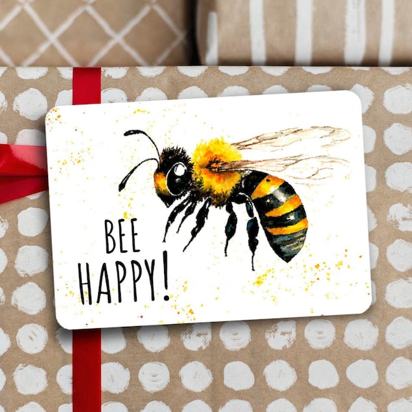 Postkarte mit Bienen-Motiv I Grußkarte I Bee Happy I Witzige Imker Motivkarte